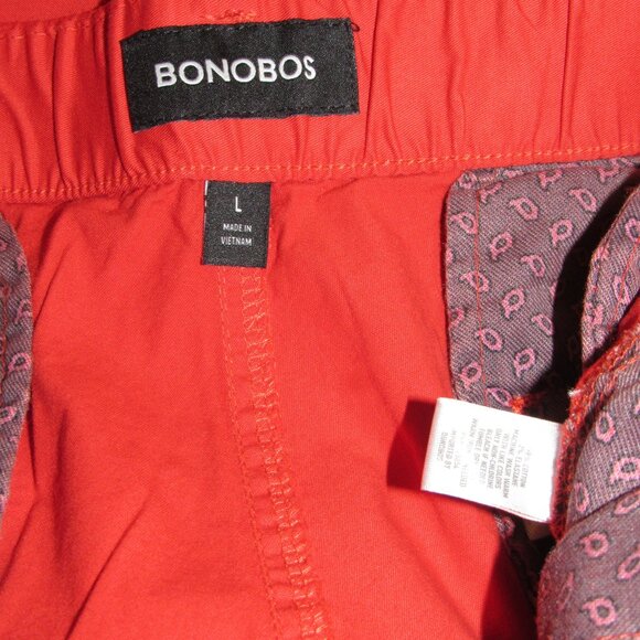 Bonobos Flat Front Cotton Red Orange Chino Shorts 7" Inseam sz Large - Picture 3 of 4